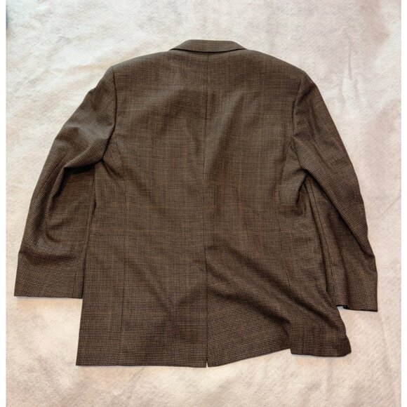 Burberry London Mens 43R Wool Blazer Made USA Brown Micro Houndstooth Coat - Picture 2 of 7